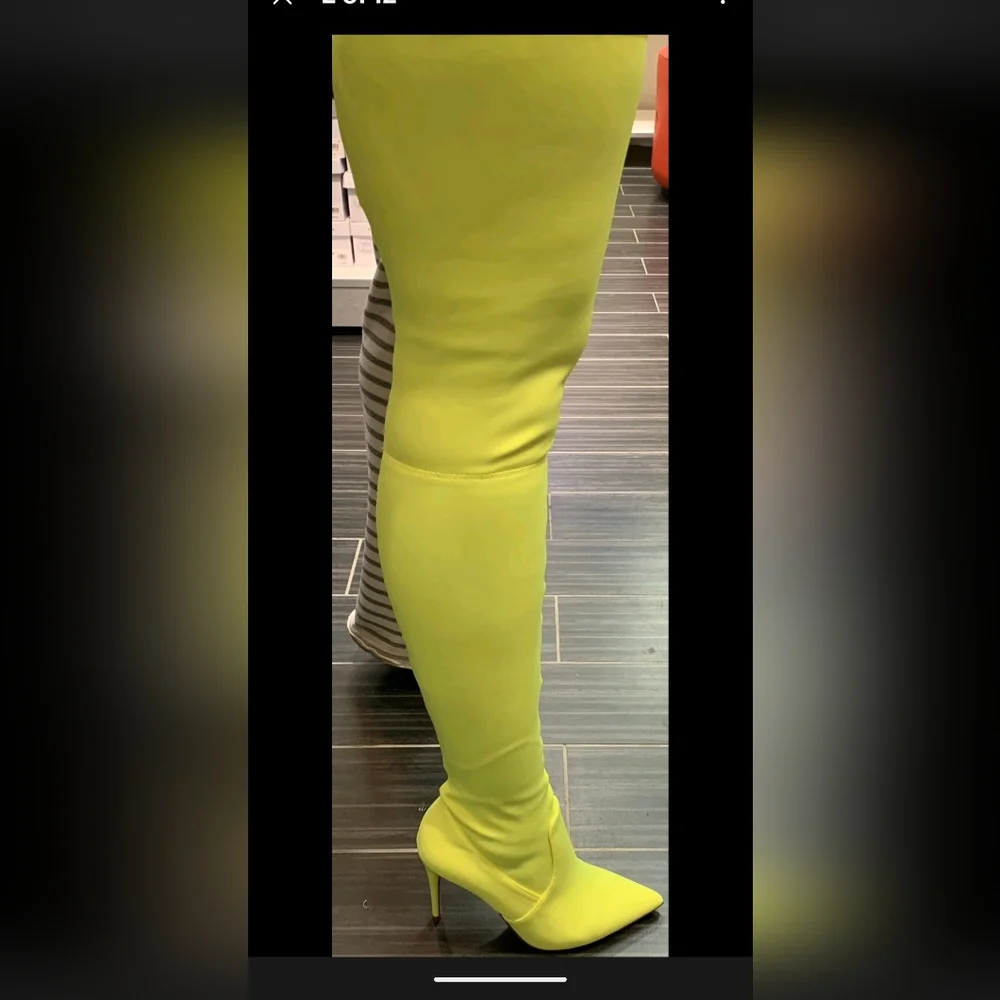 Steve Madden Bright Green Over the Knee Boots - Picture 3 of 10